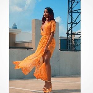 Yellow Lace Maxi Dress